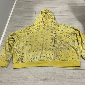 FashionNova men yellow bandana print hoodie size large